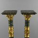 Pair of green marble columns, gilded bronze and gilded brass, 20th Century