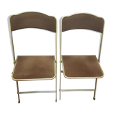 Lot of 2 velvet folding chairs