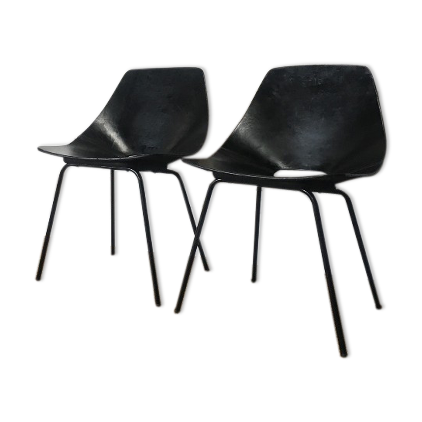 Pierre Guariche leather tonneau chairs, Maison du monde edition circa 2010