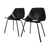 Pierre Guariche leather tonneau chairs, Maison du monde edition circa 2010