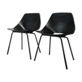 Chaises tonneau en  cuir Pierre Guariche édition Maison du monde vers 2010