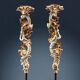 Pair of antique baroque wooden candlesticks, Italy, circa 1750.