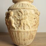 Vase ancien en platre décor de chérubins pot de fleur déco antique