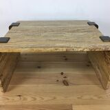 Table basse en travertin jaune, années 70/80