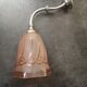 Applique ancienne tulipe pâte de verre rose art déco métal argenté  1930 tbe col de cygne