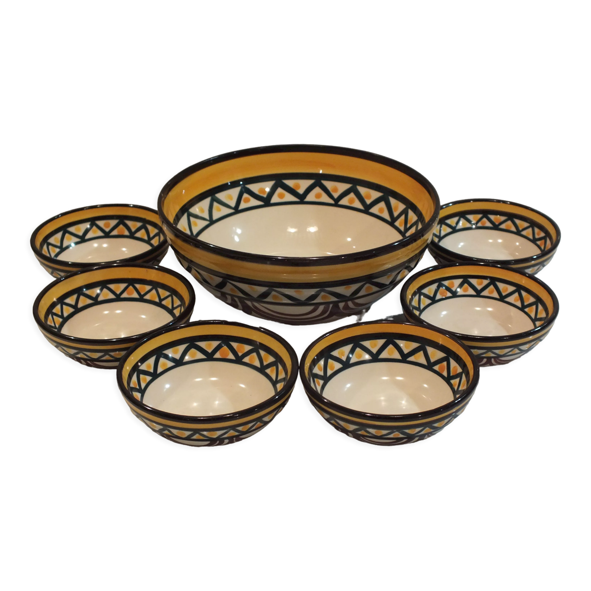 Saint Jean de Bretagne dessert service - 6 ramekins + salad bowl