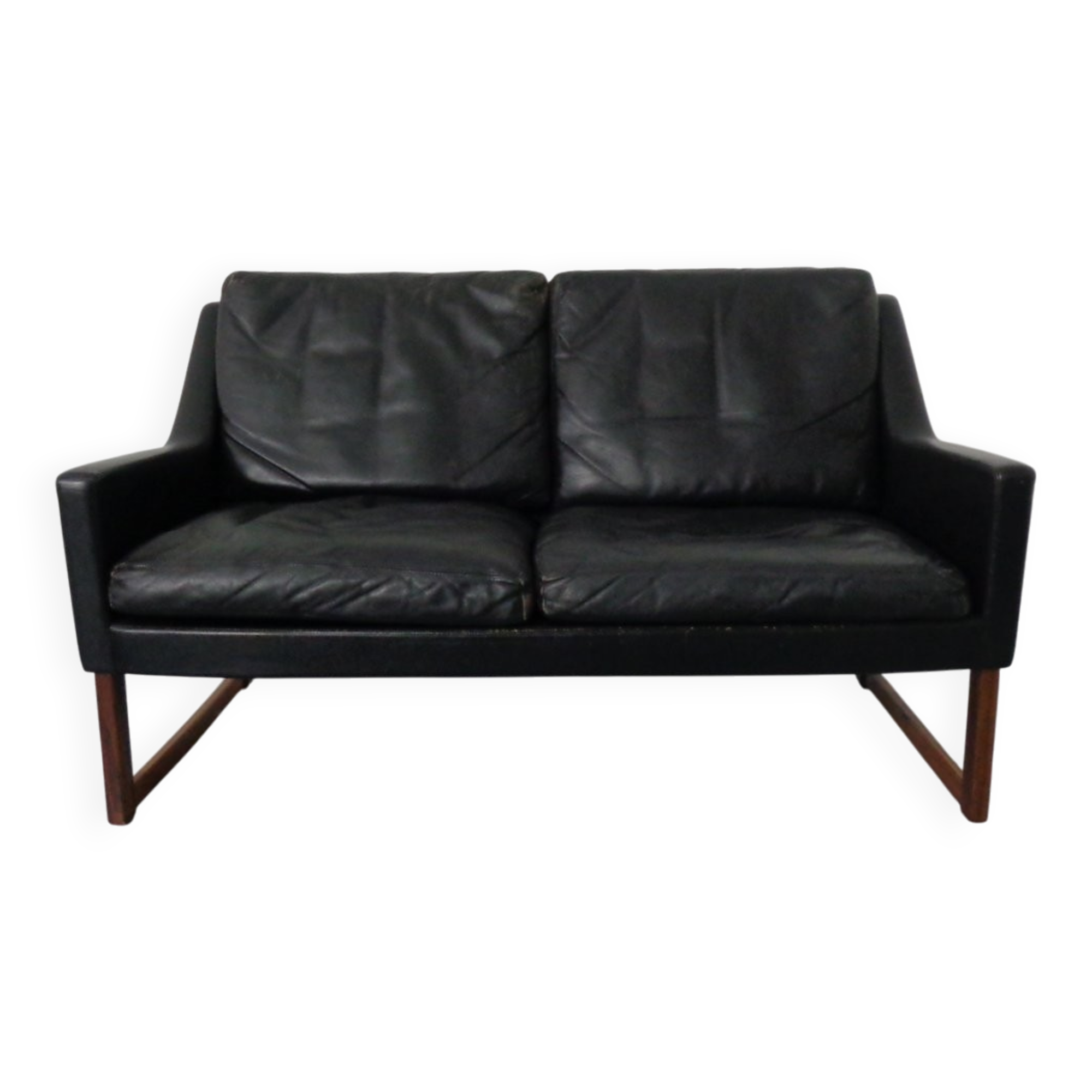 Mid-Century Rosewood & Leather 2-Seater Sofa by Rudolf Glatzel for Kill International, 1960s