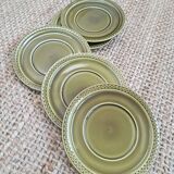 Set of 5 khaki Gien earthenware dessert plates