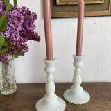 Pair of opaline candlesticks