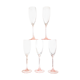 Lot of 5 cristal pink champagne flutes from arques-durand