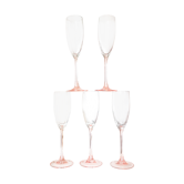 Lot de 5 flûtes à champagne rose cristal d’Arques-durand