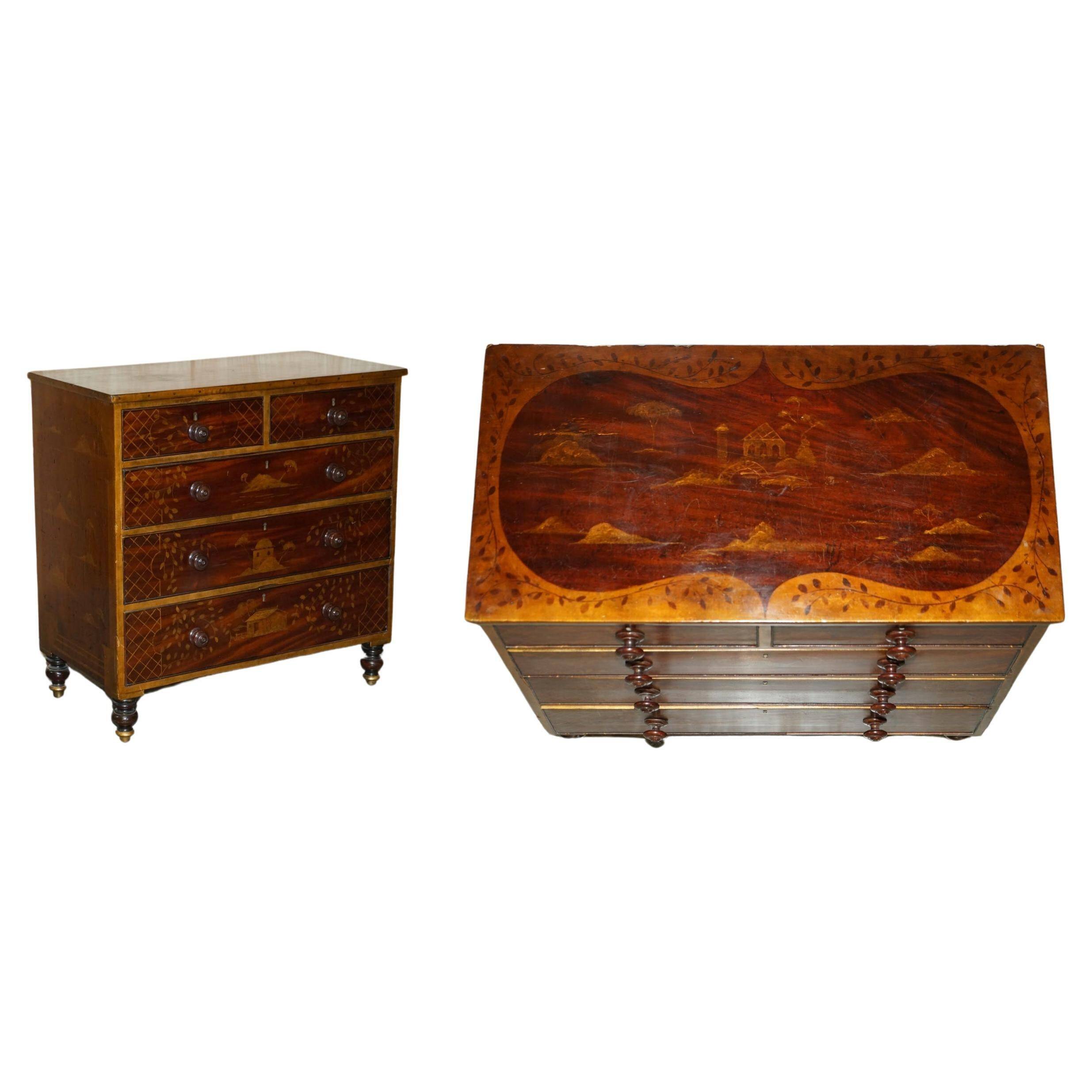 Commode chinoise chinoiserie victorienne antique vers 1860