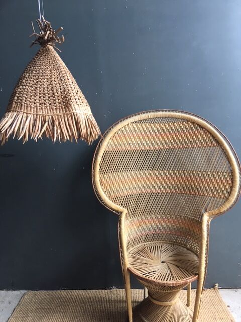 Suspension rattan and raffia