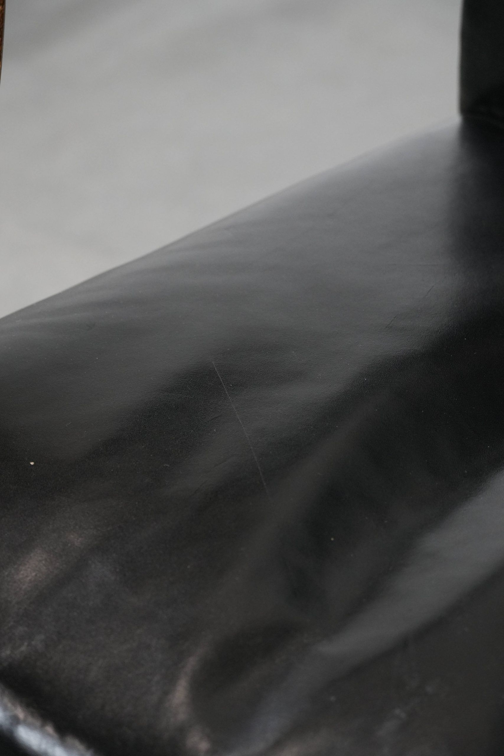 Wooden and black cow leather antique English Gainsborough side/desk/chair