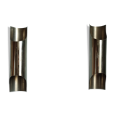 Pair of stainless steel wall lamps from the 60s and 70s