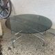 Table basse vintage en verre fumé et chrome