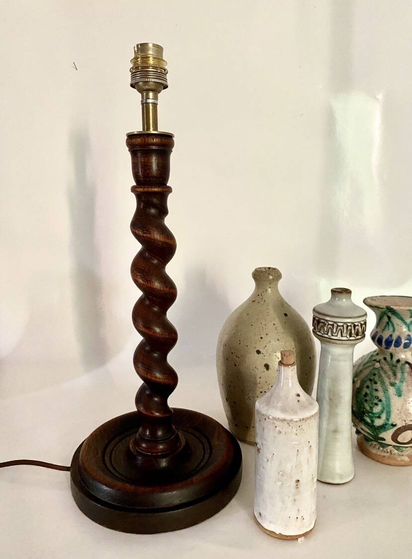 Wooden lamp base, 2-metre fabric cable.