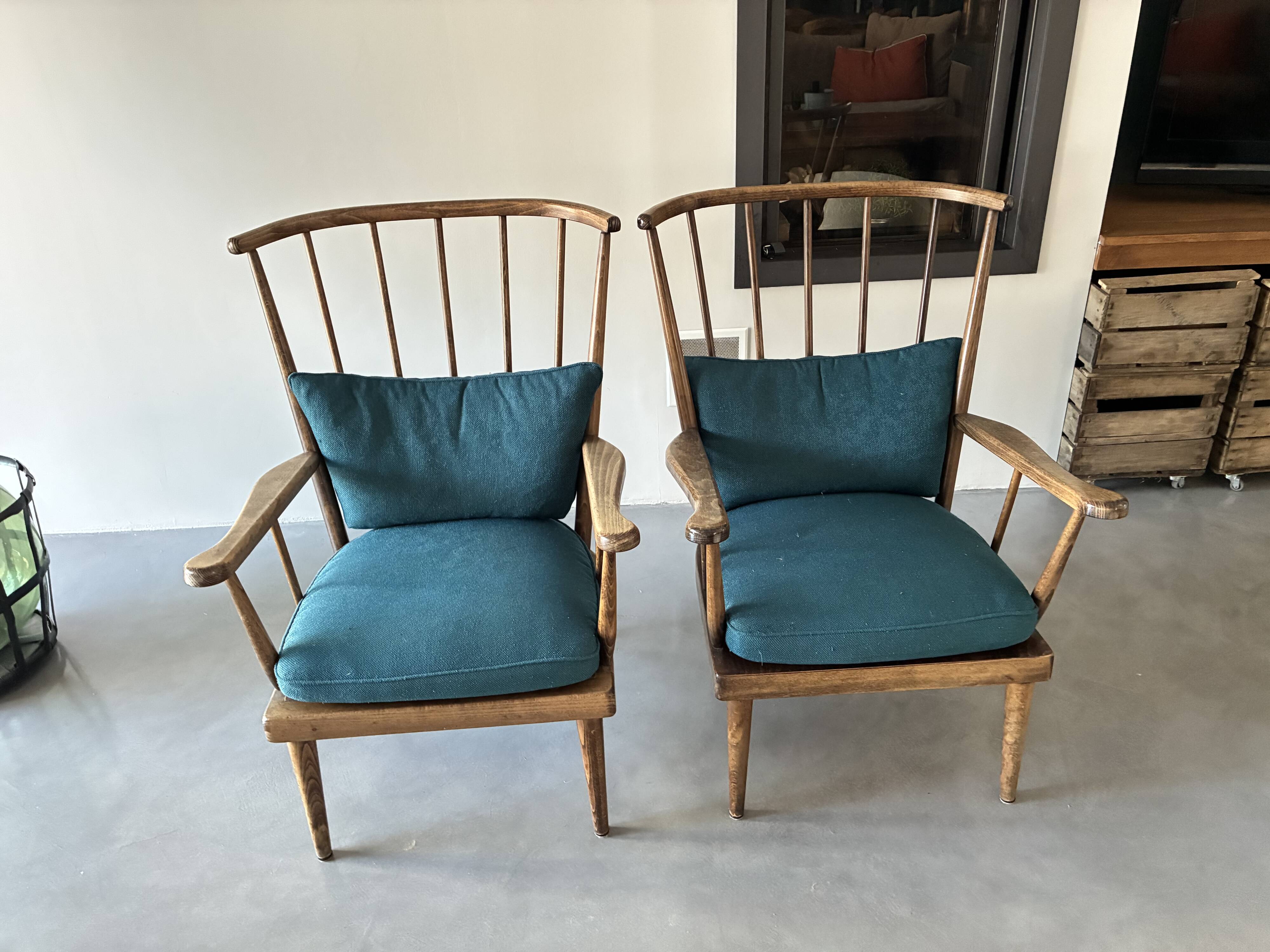 Paire fauteuils Baumann, années 50-60