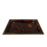 Hollywood regency brass and tortoiseshell lucite tray, Italy 1970s