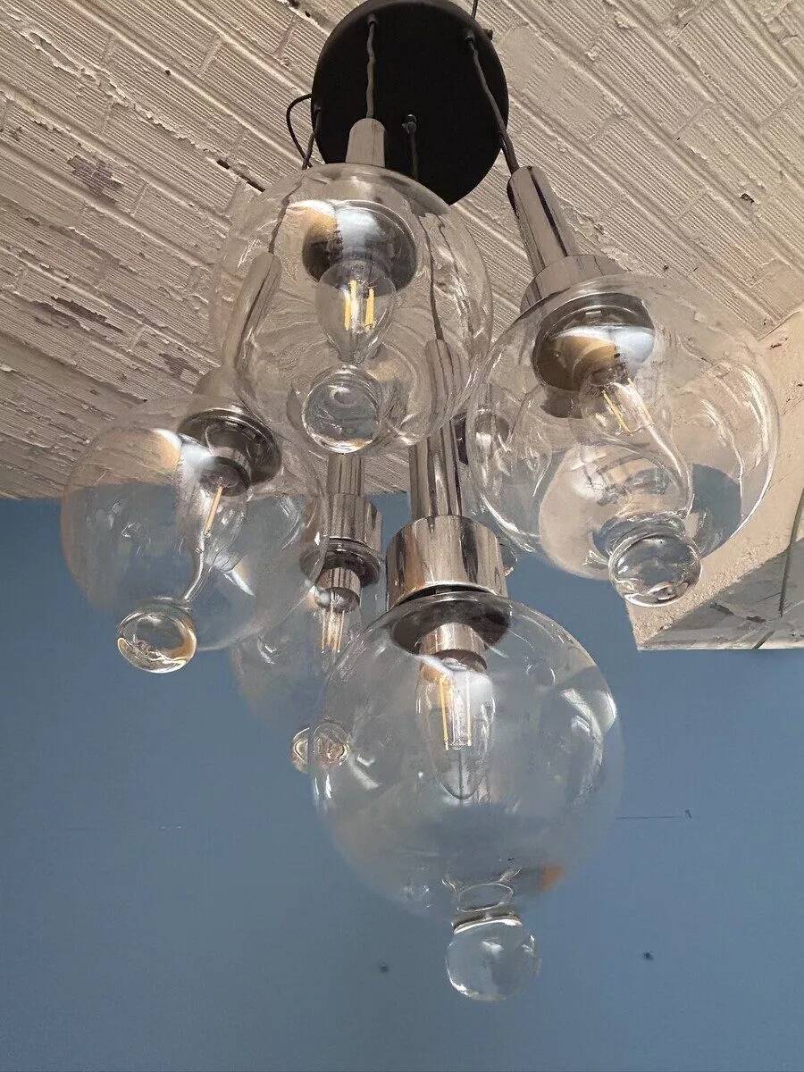 Suspension cascade chrome et verre