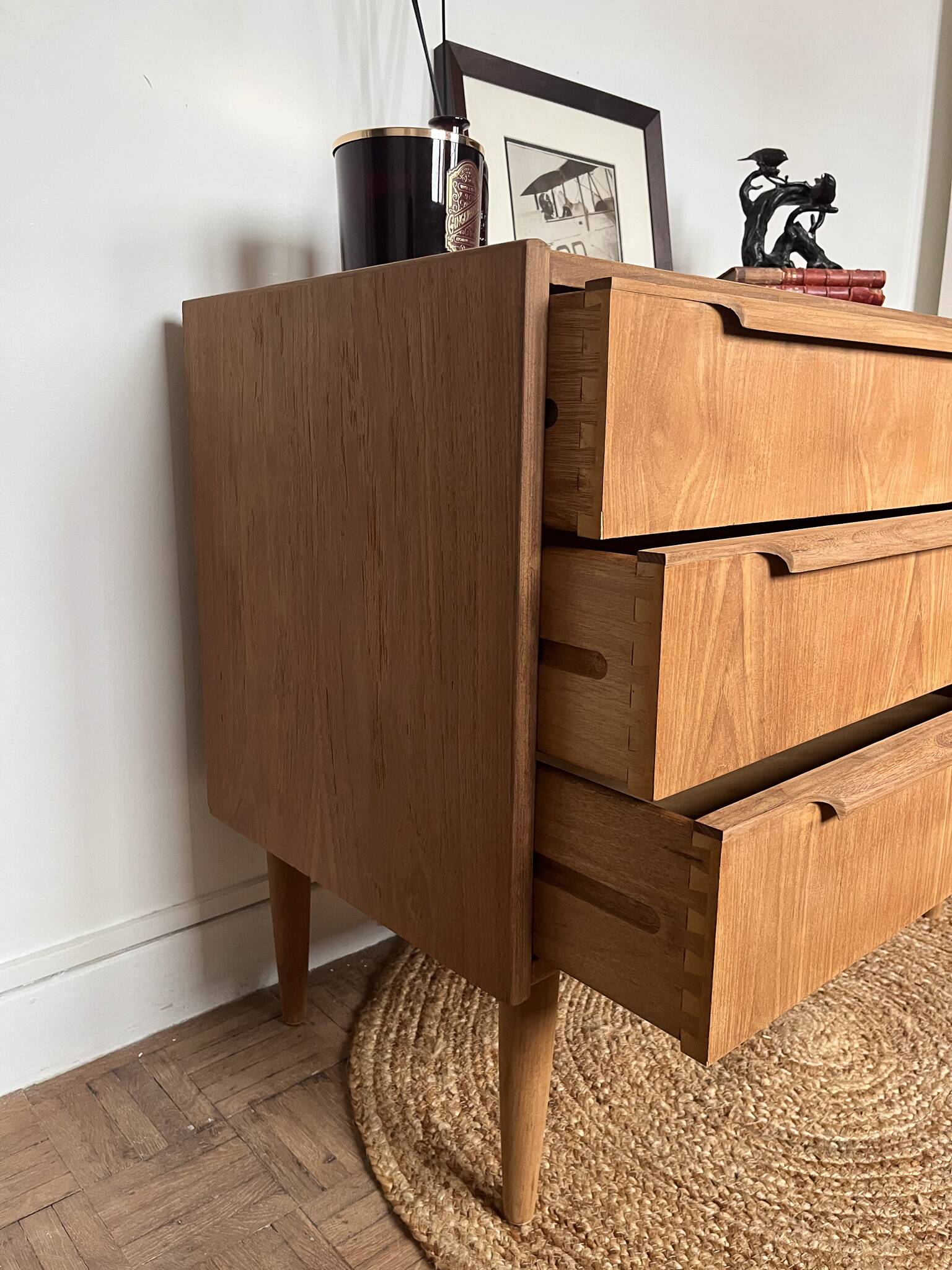 Vintage Scandinavian chest of drawers from the 1960s – 3 drawers – tapered legs