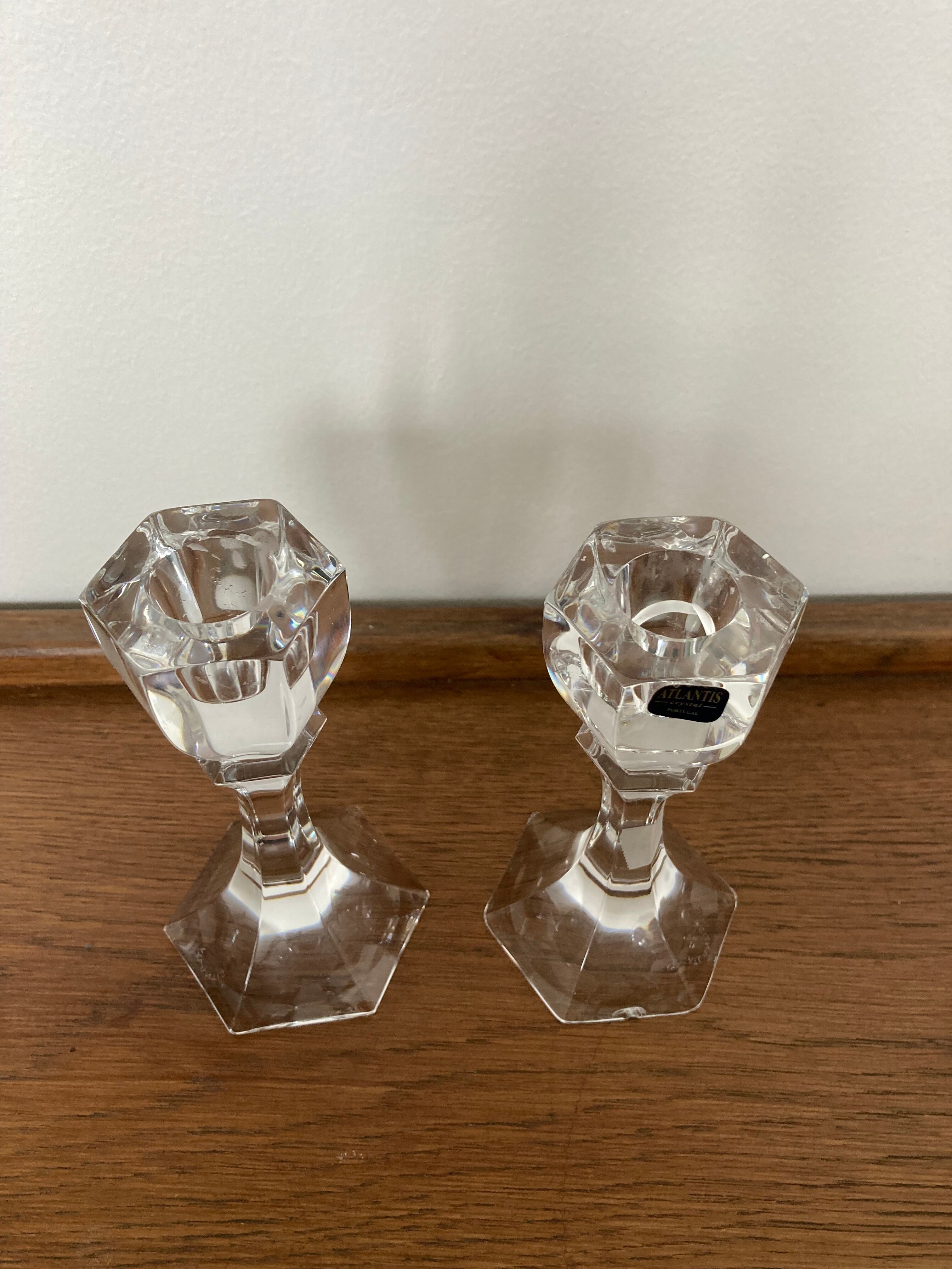 Pair of crystal candle holders