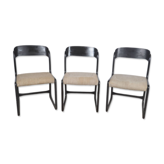 Lot de 3 chaises traineau noir Baumann