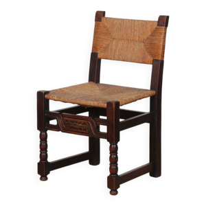 Chaise paillée en bois