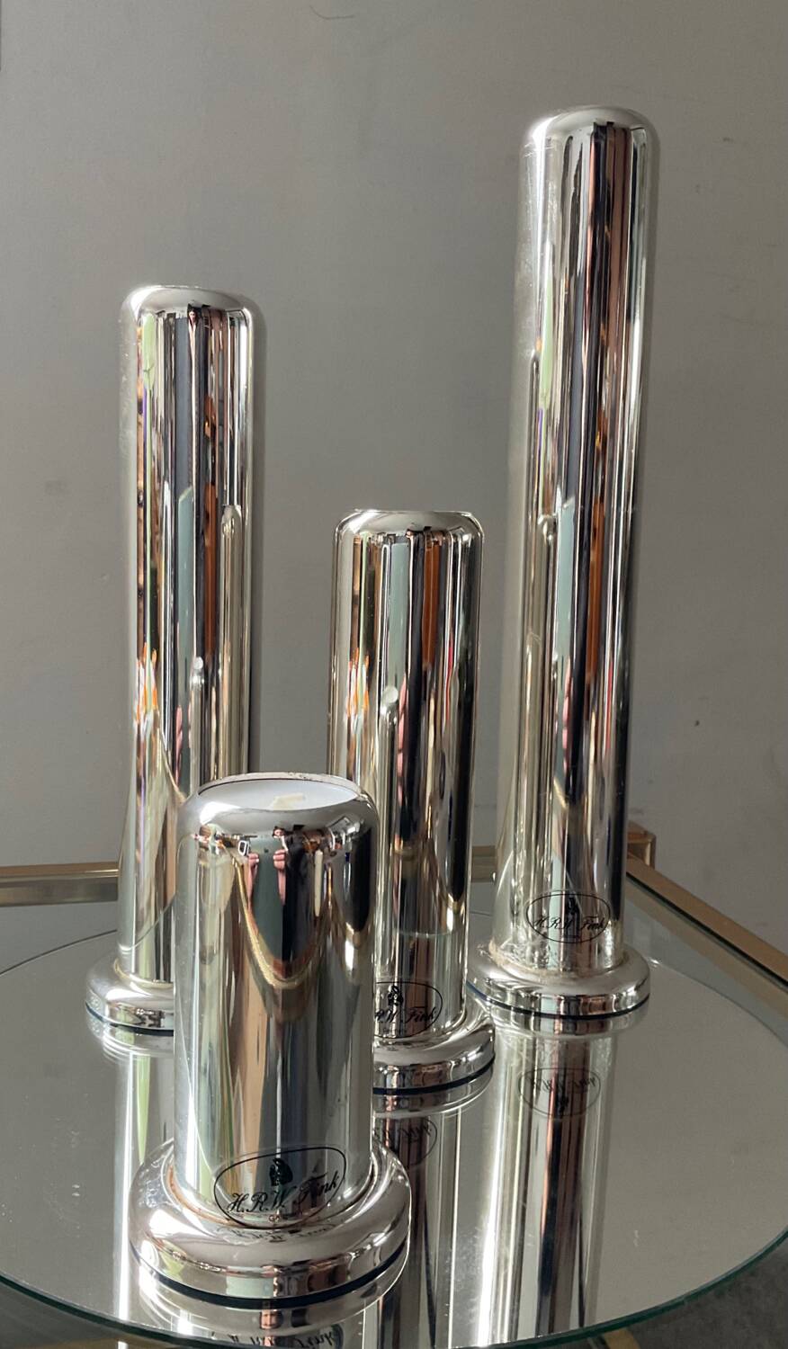 Series 4 HRW Fink Germany candlesticks from the 70s in silver metal
