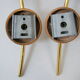 Pair of vintage wall lamps 1960 brass wood & glass