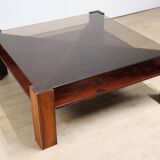 Scandinavian rosewood and glass coffee table Mobelintarsia - 1960