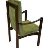 Vintage armchair solid wenge design 60s leather armrests design
