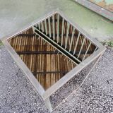 Pair of glass and nickel-plated brass tables from the 1950s