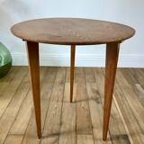Tripod wood veneer side table 50-60s