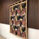 Tapestry wall hanging with sailing boats motif on bamboo rod, Italy 1940s