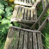 4 teak folding chairs