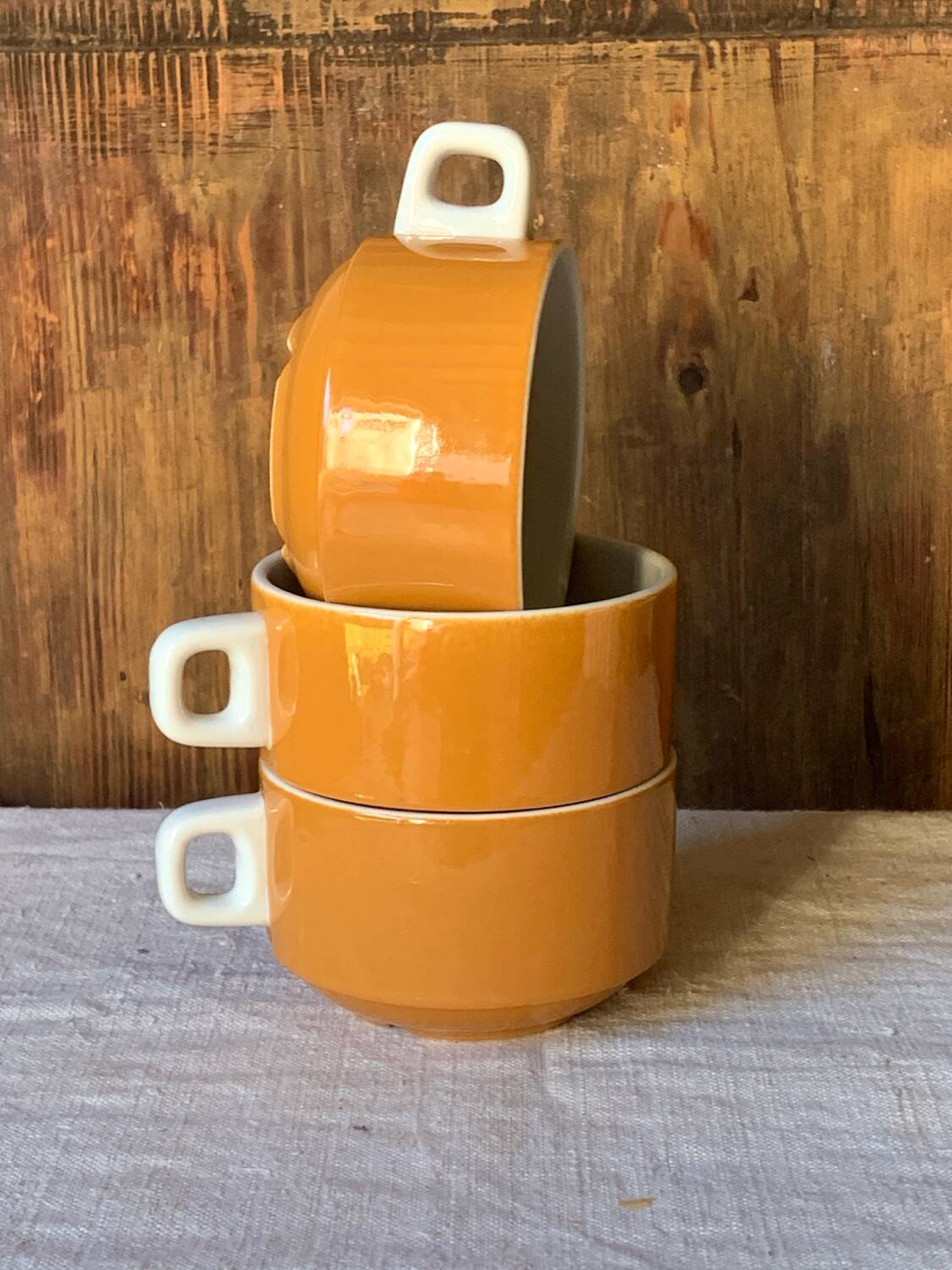 3 large vintage Sarreguemines chocolate cups