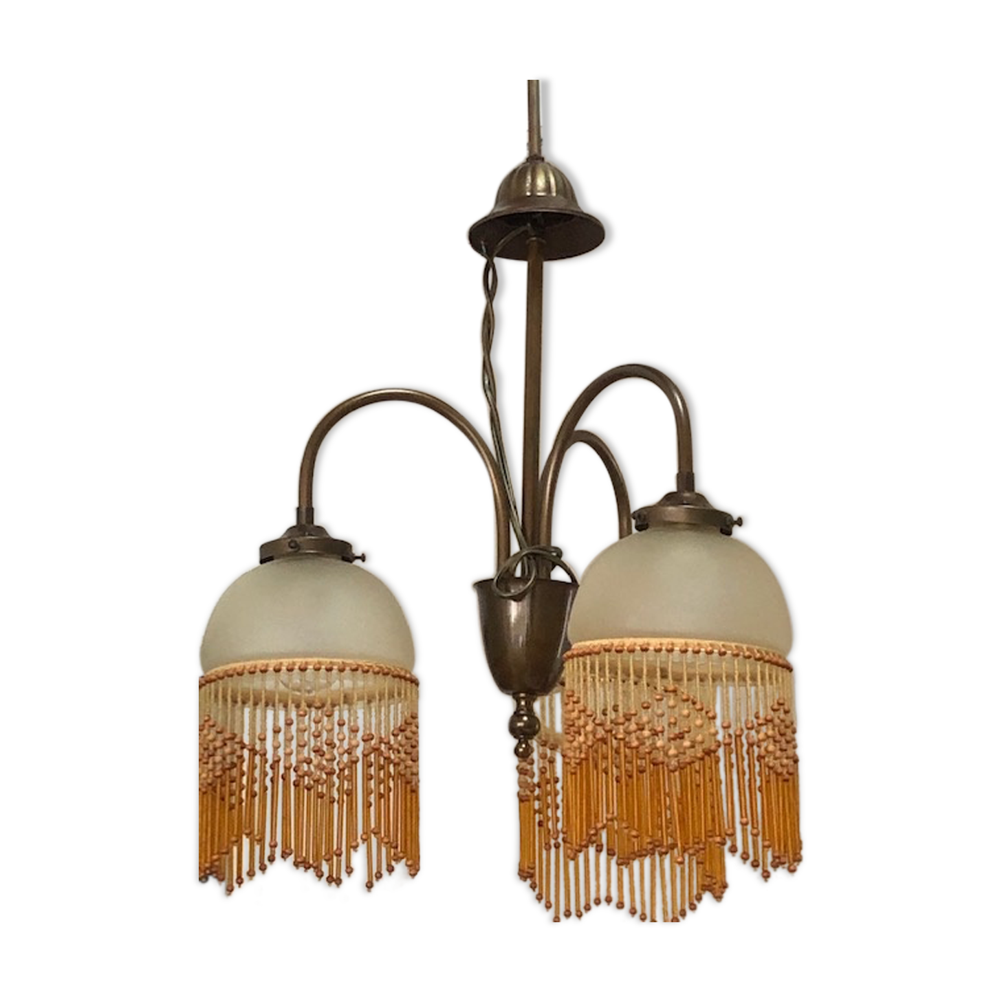 Brass and glass chandelier