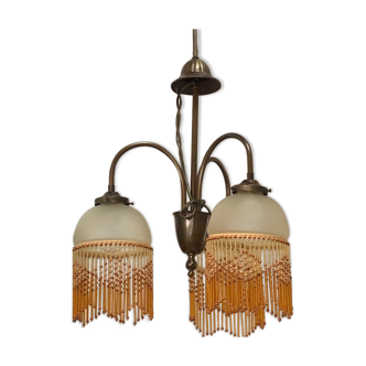 Brass and glass chandelier