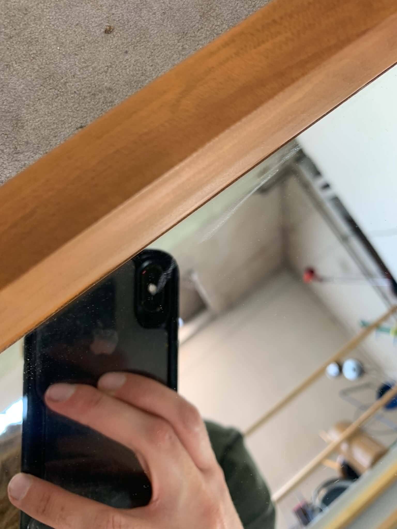 Scandinavian mirror with asymmetrical shelf in wood, 1960s