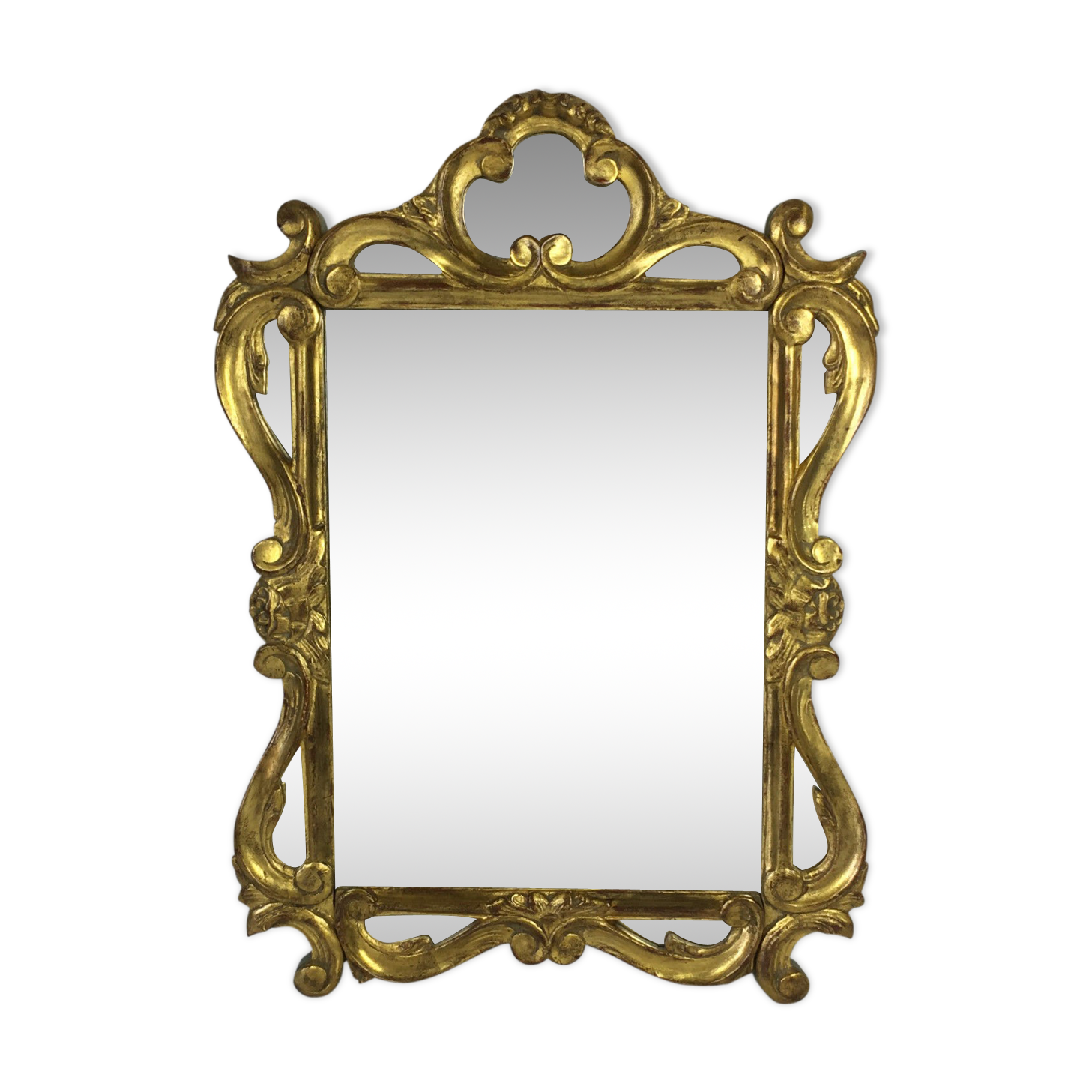 Mirror wooden gold and patinated sculpted décor hectic 55x37cm