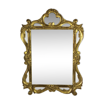 Mirror wooden gold and patinated sculpted décor hectic 55x37cm