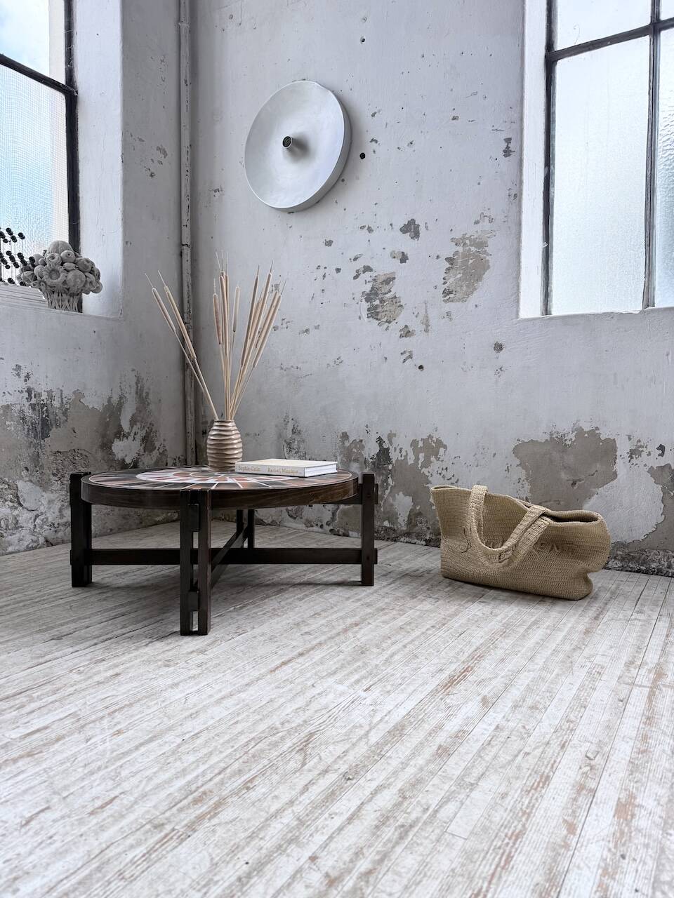 Round coffee table Roger Capron herbarium terracotta