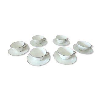 Lot 6 coffee cups and white ss-cups porcelain Limoges Charles Ahrenfeldt