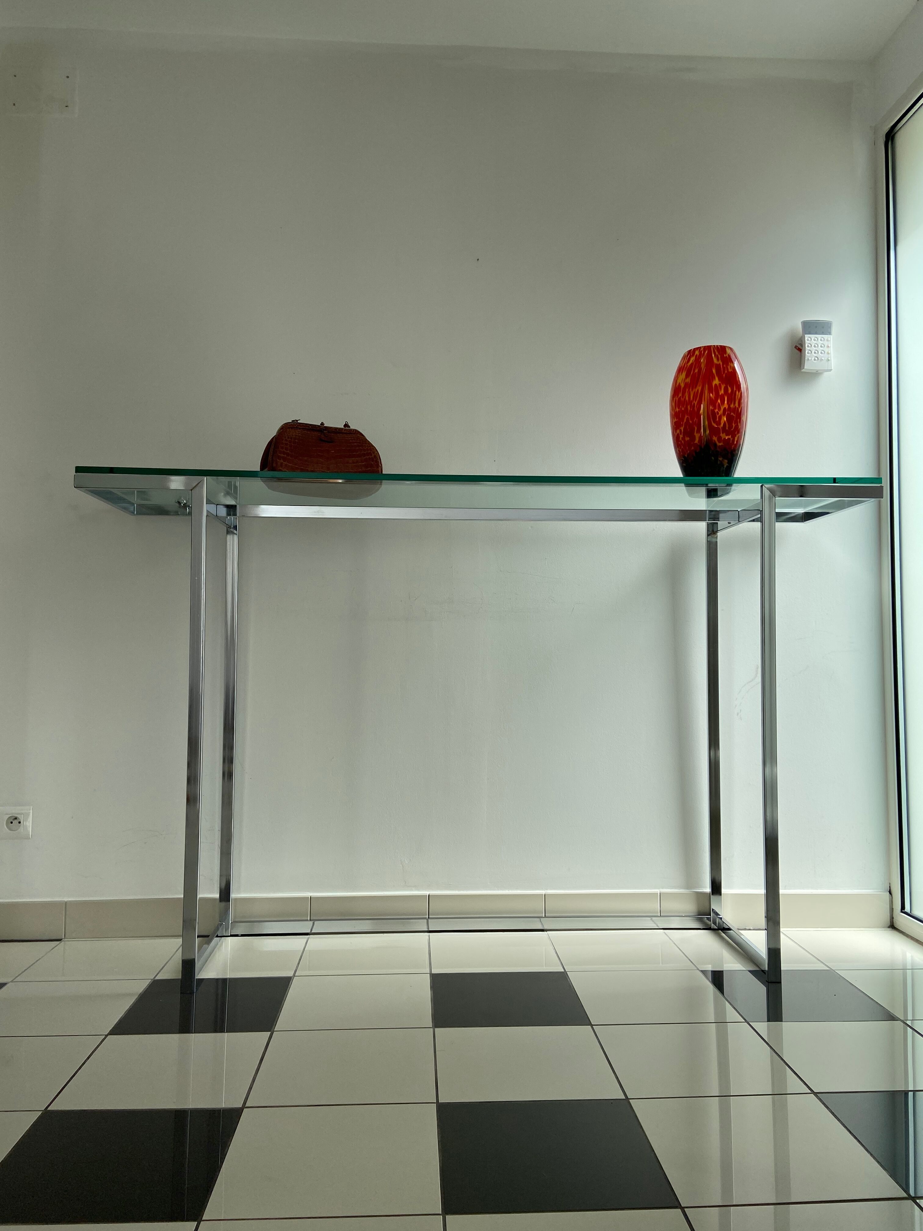 Wardrobe console glass and chrome metal