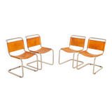 4 "S33" cognac leather chairs by Mart Stam for Fasem 80's