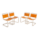 4 "S33" cognac leather chairs by Mart Stam for Fasem 80's