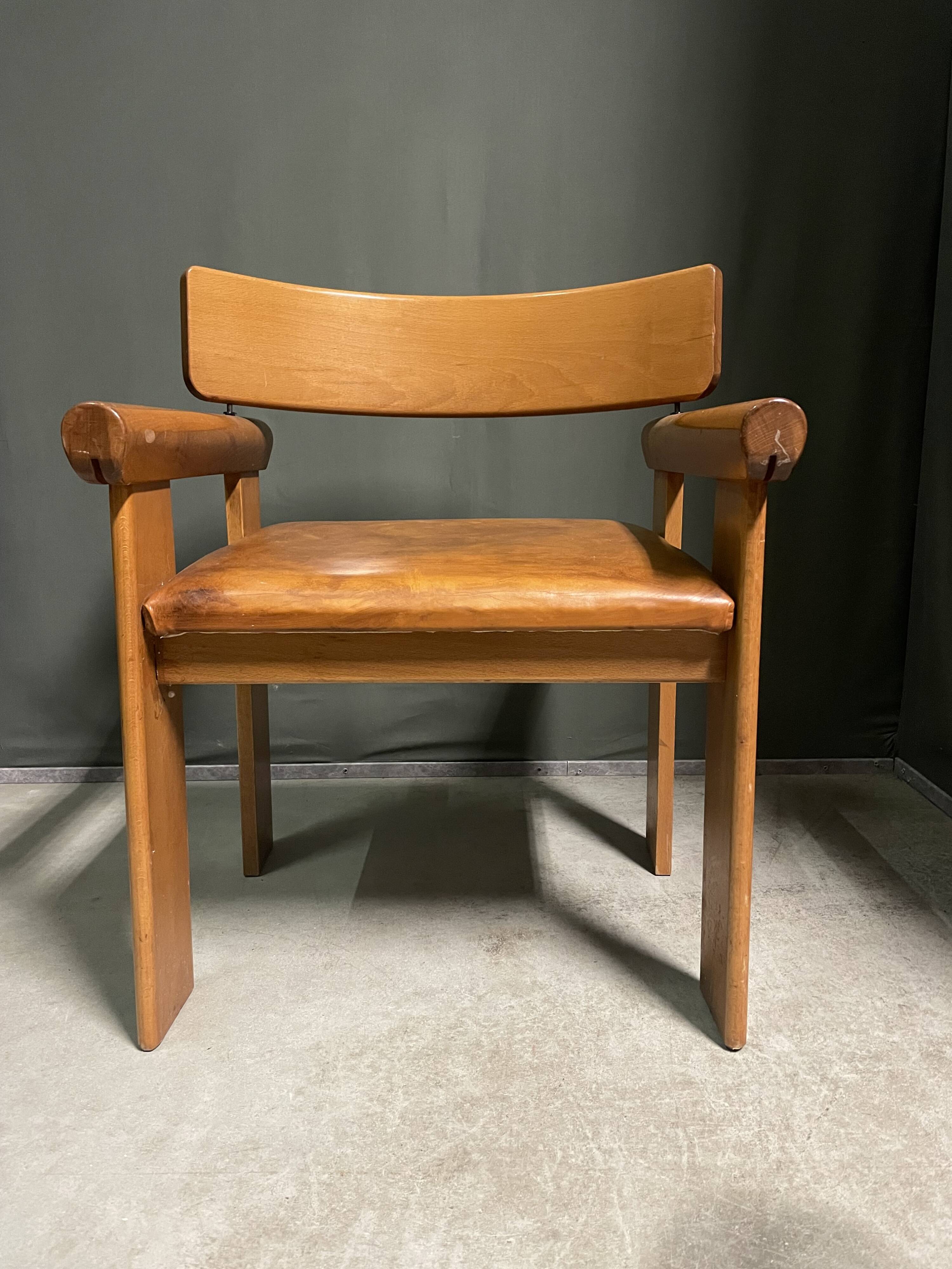 1970's Italian chunky wood armchair