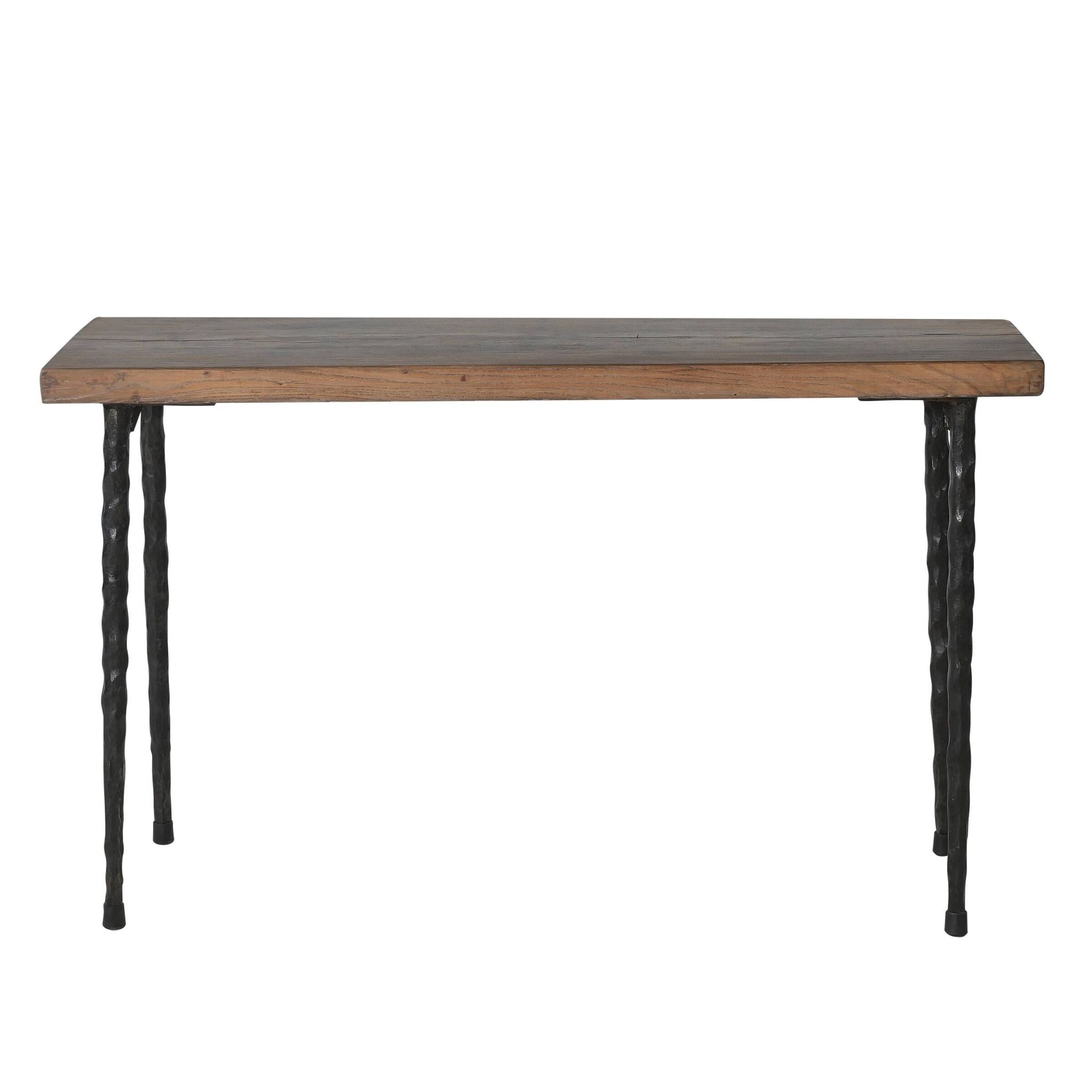 Haidong - Console fine avec plateau ancien en orme et pieds en fer n°1