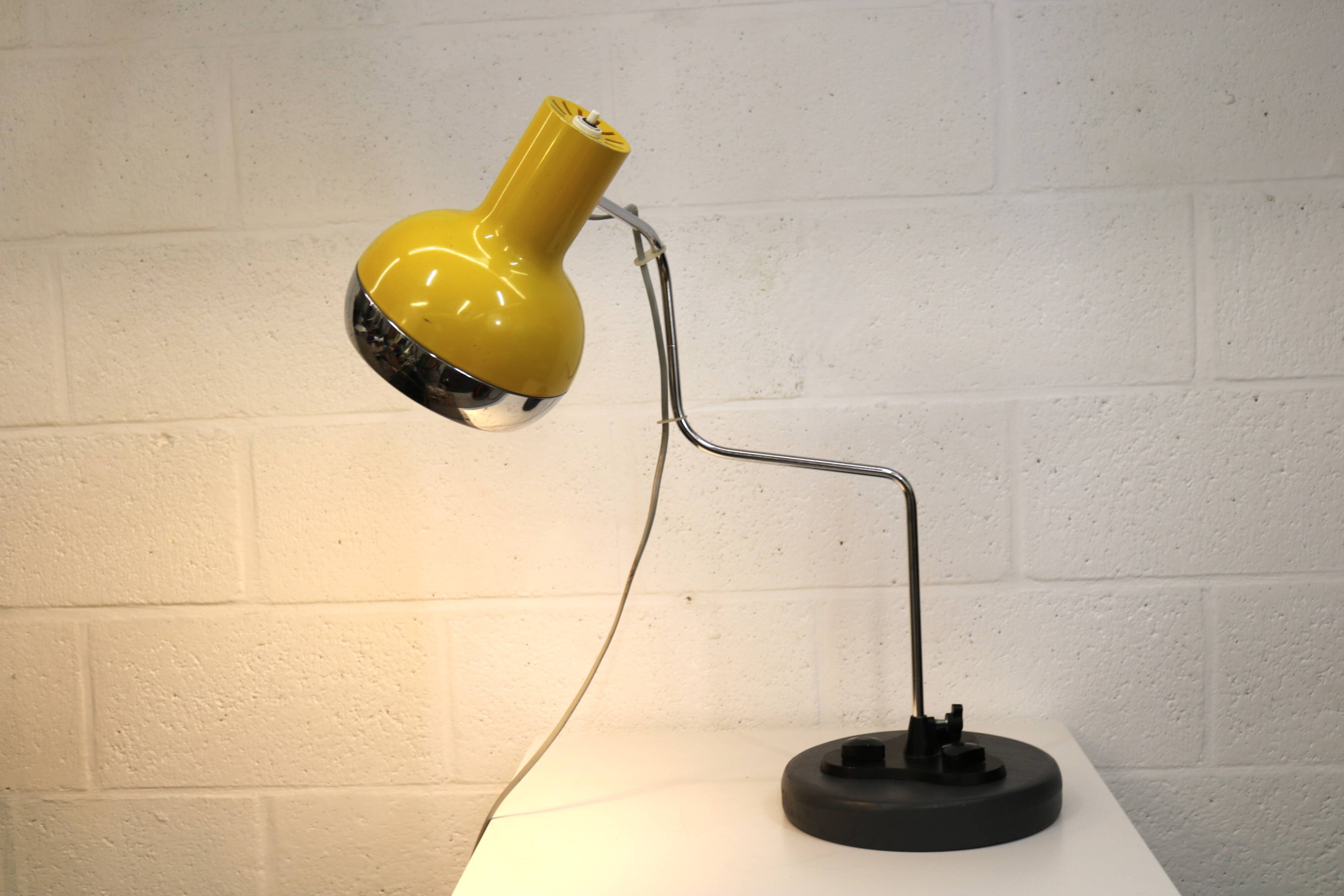 Vintage yellow table lamp by Josef Hůrka for Napako, Czechoslovakia 1970